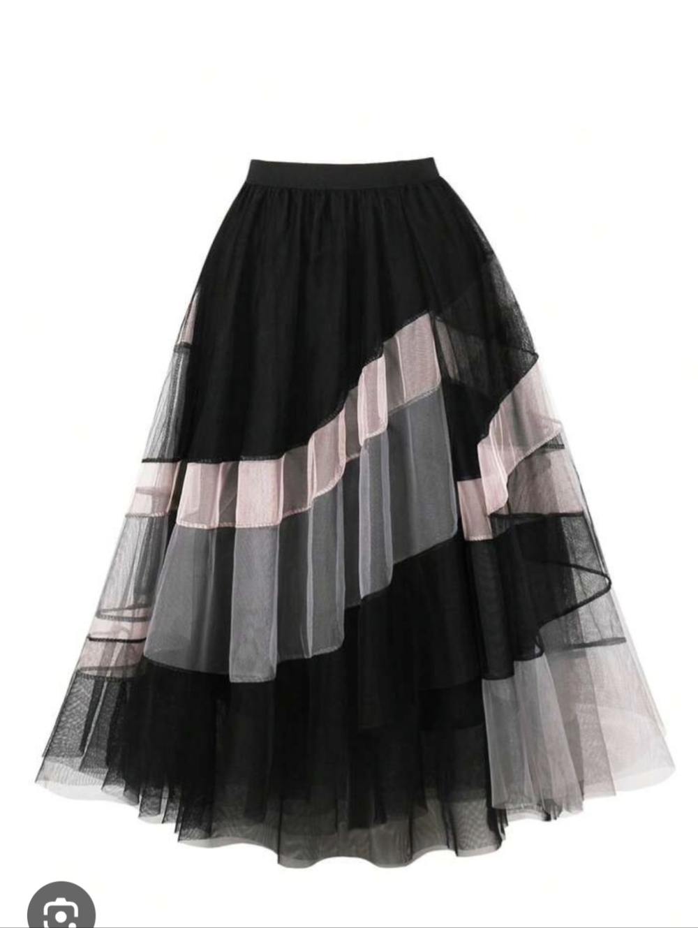 Shein NWOT Sz M Black and Light Pink Layered Tulle Skirt